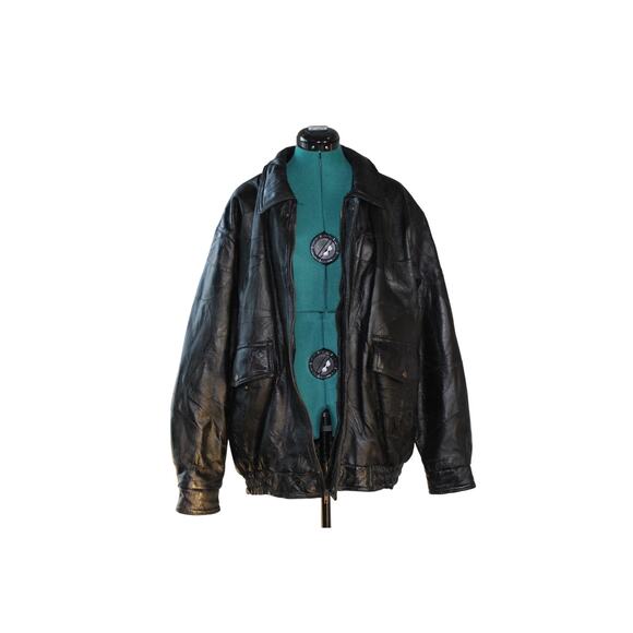 Vintage 90s Napoline Leather Outfitters Bomber Jacket Men’s XL Genuine Leather - Picture 2 of 5